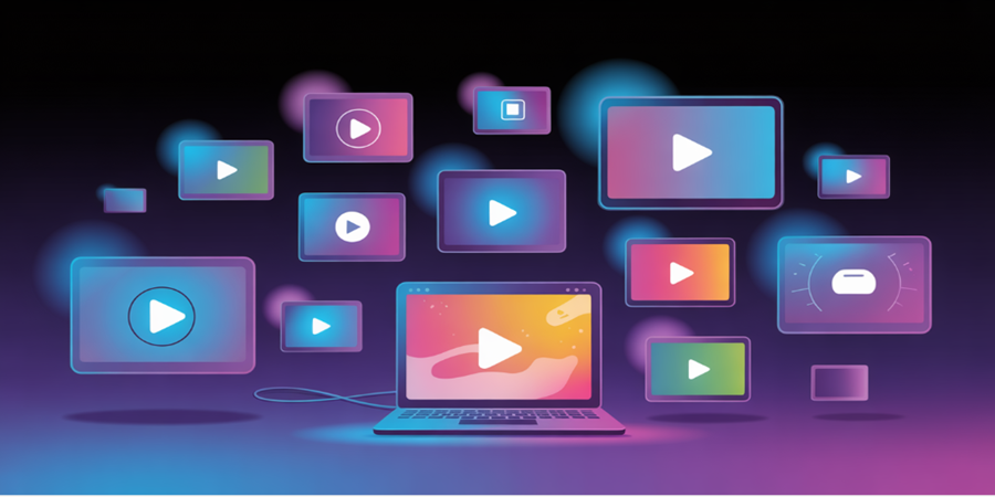 Visualização conceitual de um algoritmo determinando quais vídeos são exibidos — com base em interesse, engajamento e retenção, não em qualidade ou intenção